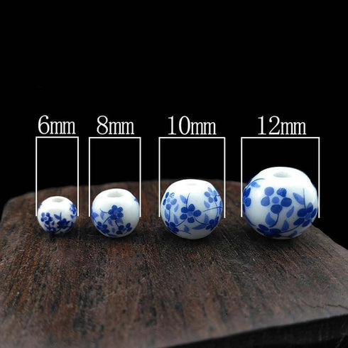 60Pcs 8mm Round Flower Ceramic Beads Handmade Porcelain Beads Spacer Beads Loose Beads String Beads for Bracelet Necklace Earrings Jewelry Making ...