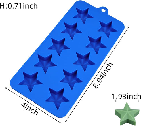 Star Chocolate Molds 3pcs Silicone Star Candy Molds for Baking Ice Cube Resin Soap Jelly(Star Size 1.93in)...