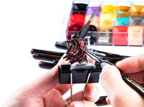 Transon Artist Detail Paint Brushes with Case 15pces for Model Miniature Painting, Nylon, Dark Brown...