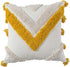 vctops Geometric Embroidery Tufted Throw Pillow Covers 18x18 Inch Farmhouse Cotton Canvas Woven Tufted Tassel Cushion Covers Home Decor (Mustard Y...