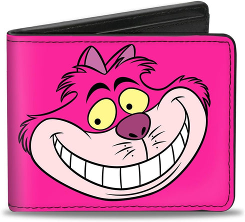 Buckle-Down Men's Disney Wallet, Bifold, Cheshire Cat Face Stripes Pinks, Vegan Leather, Multicolor, Standard Size...