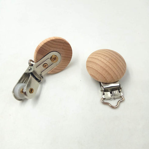 Natural Beech Wood Pacifier Clips Teething Grasping Toy Suspender Clips Charm DIY Wood Pacifier Clip Holder Accessories (3.5cm withouthole)...