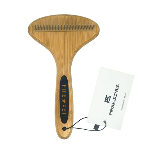 PROBUSINES-Bamboo Pet Brush, Dog Dehairing Rake - Knot Detangling For Dogs, Cats, Any Long-Haired Pet Breed - Undercoat Rake For Shedding And Goom...