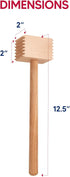HIC Kitchen Wooden Meat Tenderizer Mallet Marinating Prep Tool, Double Sided, FSC-Certified Beechwood, 12.5-Inches...