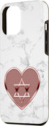 iPhone 15 Pro Max Jewish Star of David Phone Case with Rose Heart White Case...