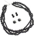 Pearl Layered Choker Necklace Set 3 Layer Bead Necklaces Non Pierced Clip On Earrings (Black)...
