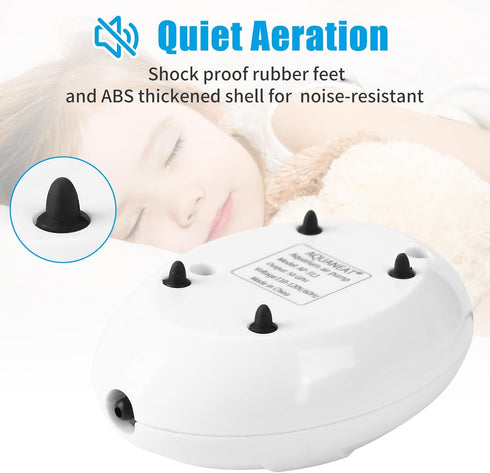 AQUANEAT Aquarium Air Pump, 20 Gallon Fish Tank Air Pump, Fish Air Bubbler, Hydroponic Oxygen Aerator, with Airline Tubing, Air Stone, Check Valve...