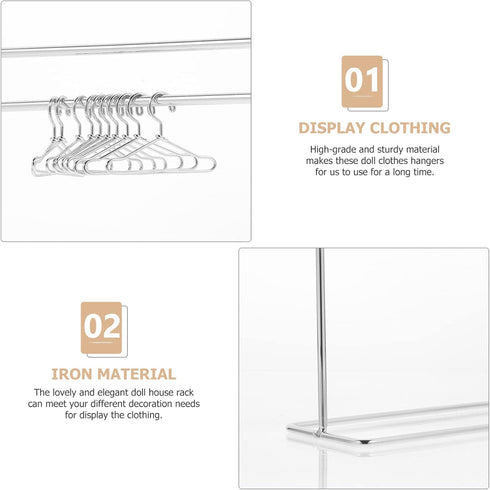 Toddmomy 1 Set Doll Apparel Rack Doll Clothes Dry Rack Doll Dress Rack Doll Garment Rack for Dollhouse Dress Outfit Gown?Silver,black?...