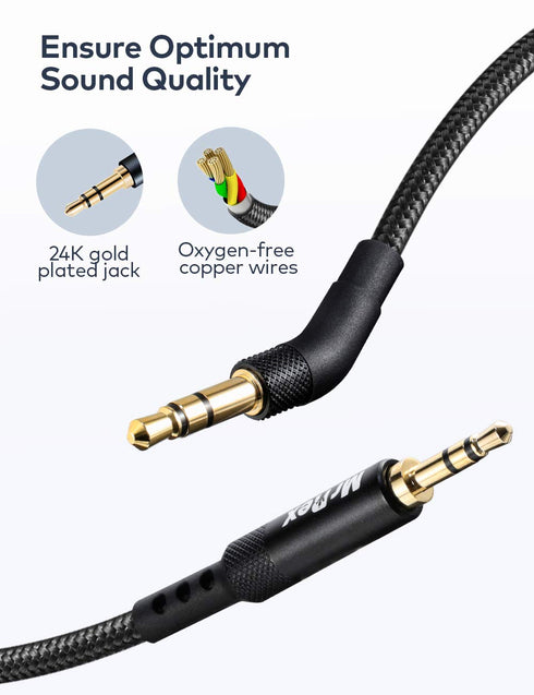 Mr Rex Nylon Braided 2.5mm to 3.5mm Audio Aux Cable for Bose 700 QuietComfort Ultra QC45 QC35II QC35 QC25 Headphones, JBL E45BT E55BT Headsets Rep...