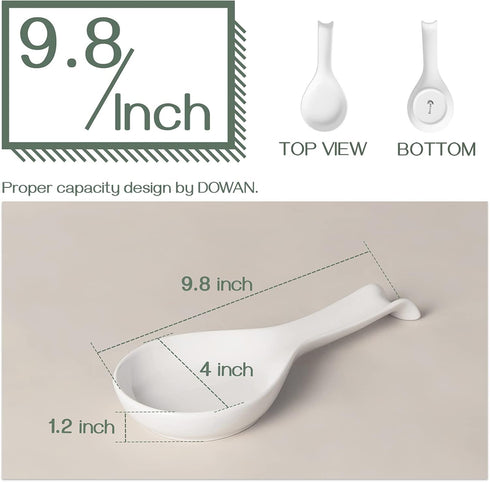 DOWAN 9.5" Ceramic Spoon Rest, White Spoon Rest for Stove Top, Spoon Holder for Stove Top, Kitchen Spoon Holder for Countertop, Set of 1...