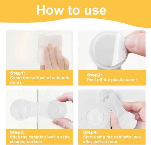 8 Packs Cabinet Door Locks for Baby Proof and Child Safety Cabinet Locks with Adhesive for Drawer Cupboards Fridge Closet Pantry Childproof Safety...