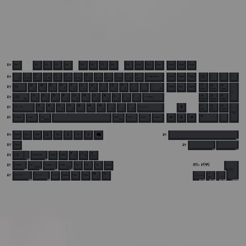 PBT Keycaps 60 Percent - Black 142 Keys Keycap Set Cherry Profile DYE-Sub, Custom Gray Theme Minimalist Style Keyboard keycaps Suitable for 60/61/...