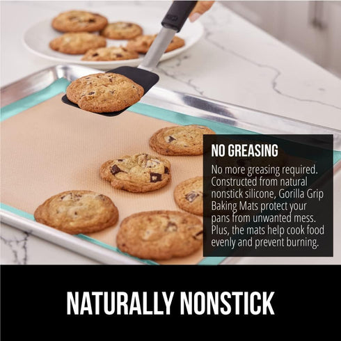 Gorilla Grip BPA-Free Reusable Silicone Baking Mat, 2/3 Sheet, Nonstick Liner for Oven Cookie Sheets, Heat Resistant, No Oil Greasing Needed, Easy...