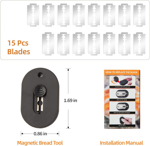 Magnetic Bread Lam Dough Scoring Tool, Bread Lame Slashing Tool with 15 Razor Blades, Professional Bread Lame for Dough Scoring Knife, Sourdough B...