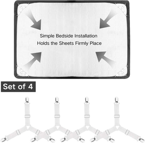 Bed Sheet Fasteners, 8 PCS Adjustable Triangle Elastic Suspenders Gripper Holder Straps Clip for Bed Sheets, Mattress Covers, Sofa Cushion...