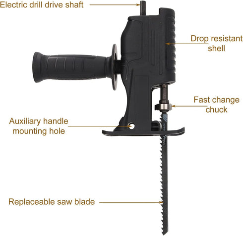 Reciprocating Saw Adapter Electric Drill to Reciprocating Saw Adapter, Hand Drill to Reciprocating Saw Chainsaw Conversion Head Kit, Woodworking H...