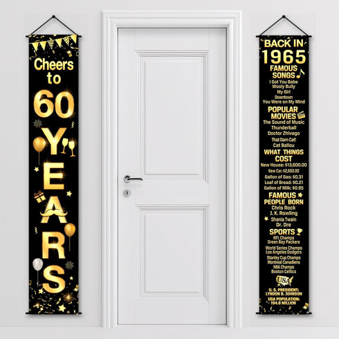 60th Birthday Party Anniversary Decorations Cheers to 60 Years Banner Party Decorations Welcome Porch Sign for Years Birthday Supplies (60th-1965)...