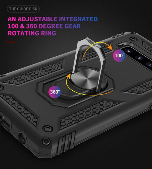 Androgate for Samsung Galaxy S10 Case with HD Screen Protectors, Military-Grade Metal Ring Holder Kickstand 15ft Drop Tested Shockproof Cover Case...