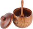 Hapivida Wood Salt Box Spice Jar, Wooden Salt Cellar with Lid and Spoon Pepper Sugar Bowl Seasoning Container Holder for Kitchen Serving...