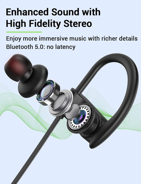 Stiive Bluetooth Headphones, 5.3 Wireless Sports Earbuds IPX7 Waterproof with Mic, Stereo Sweatproof in-Ear Earphones, Noise Cancelling Headsets f...