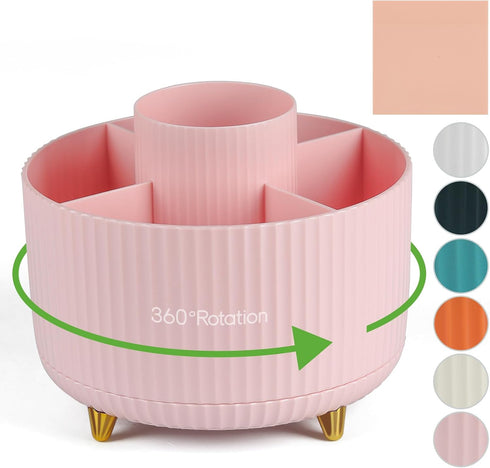 Pencil Holder for Desk, 360 Degree Rotating Desk Organizer Pen Holder, Spinning Makeup Brush Holder, 5 Slots Pencil Cup for School, Office, Home, ...