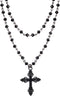 Sacina Gothic Layered Cross Necklace, Zinc Alloy Black Bead Cross Choker Necklace, Halloween Goth Jewelry Gift for Women (Layered Bead Cross)...