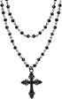 Sacina Gothic Layered Cross Necklace, Zinc Alloy Black Bead Cross Choker Necklace, Halloween Goth Jewelry Gift for Women (Layered Bead Cross)...
