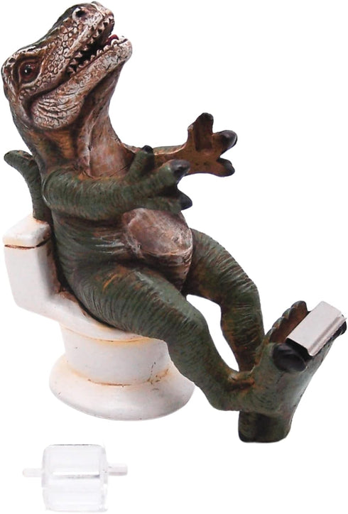 Dinosaur Sitting on a Toilet Tape Dispenser, Unique Desk Accessory, Funny Office Supplies, 5.5 Inches...