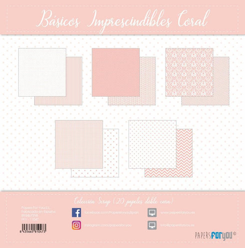 Papers For You - Scrapbooking and Craft Paper Kit | "Coral Essentials" Collection | Includes 20 Double Sided Papers with Different Designs | Size ...