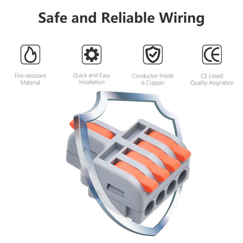 10Pcs Lever Wire Connectors, 1 in 4 Out DIY Mini Quick Terminal Block Compact Splice Electrical Connectors, 24-12 AWG...