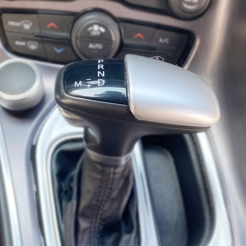 Gear Shift Panel Cover Trim &Gear Shift Knob Cover & Headlight Switches Button Cover Trim Compatible for Dodge Challenger 2015 up, ABS 3pcs(Silver...