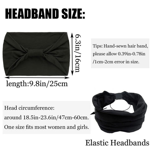 Woeoe African Headbands Knotted Hairbands Black Yoga Sport Head Wraps Wide Elastic Head Scarf for Women and Girls (Pack of 4)...