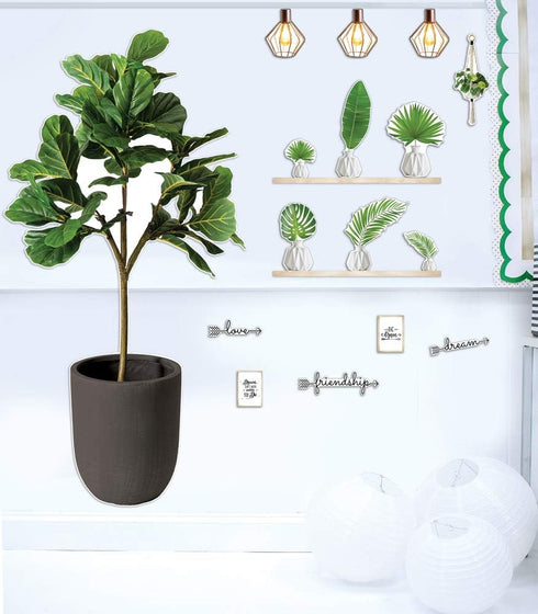 Schoolgirl Style Simply Boho Designer Accents Bulletin Board Set?Motivational Banners with Wreath, Word Accents, Plants, Pendant Lamps, Vases, Woo...