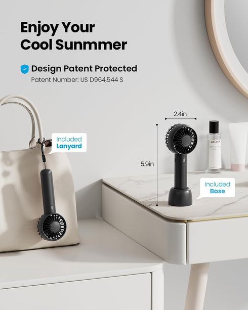 Gaiatop Mini Portable Fan, Powerful Handheld Fan, Cute Design 3 Speed Personal Small Desk Fan with Base, Lightweight Makeup USB Rechargeable Fan f...