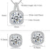 Hadskiss Silver Cubic Zirconia Earrings and Pendant Necklace Link Bracelet Set for Women 14K White Gold Plated Square Wedding Jewelry Sets for Bri...
