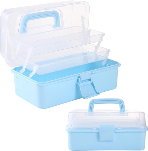 Flower River 11(in) Versatile Three-Layer Folding Organizer Box,Ideal for Art & Crafts,Toys,Sewing Supplies,Jewelry and Tools,Storage with Dual Tr...