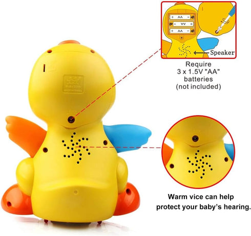 Musical Flapping Yellow Duck Interactive Action Educational Learning Walking Light Up Dancing Toy for 1 Year Old Baby Toddler Infant...