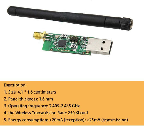 1Pcs USB CC2531 Sniffer Board Bluetooth 4.0 Wireless Zigbee Analyzer Module with External Antenna...