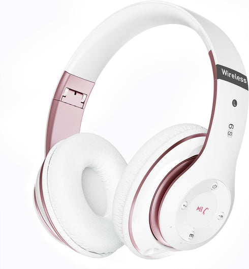 Bluetooth Headphones Over Ear, 6S Foldable Wireless Headphones with 6 EQ Modes, 40 Hours Playtime HiFi Stereo Headset with Mic, Soft Ear Pads, TF/...