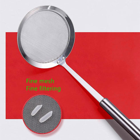 Skimmer Spoon, Stainless Steel Spider Strainer Skimmer Spoon Grease Fine Mesh Strainer Skimmers Spoons for Cooking Frying Skimming Grease, Foam an...