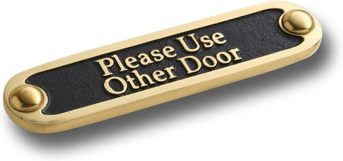 Please Use Other Door Brass Door Sign. Traditional Style Home Décor Wall Plaque Handmade By The Metal Foundry UK....