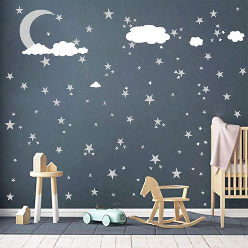 Clouds Decals Moon and Stars Wall Decal Kids Wall Decals Wall Stickers Peel and Stick Removable Wall Stickers Kids Room Decoration Good Night Nurs...