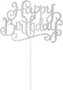 Allazone 1 PCS 'HAPPY BIRTHDAY' Cake Topper & 7 PCS Pentacle Stars Cake Toppers Decoration - Silver...