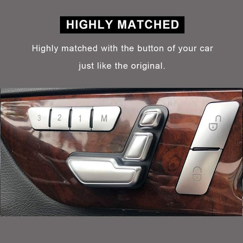 Silver Lock Unlock Button Cover Seat Memory Door Patch Switch Trim Interior Auto Decoration Replacement for Mercedes Benz GLK ML GL A B C E Class ...