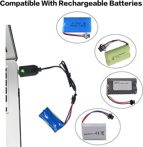 7.4V USB Charger Cable with SM-3PIN Plug Compatible RC Car RC Plane RC Tank RC Boat and Other Remote Control Toys for Universal 7.4V Lipo Battery ...