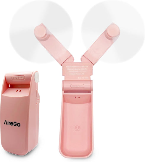 Portable Mini Handheld Fan, Foldable, USB Rechargable Battery, Two Wind Speeds, Travel, Outdoors, Sports, Office (Pink)...