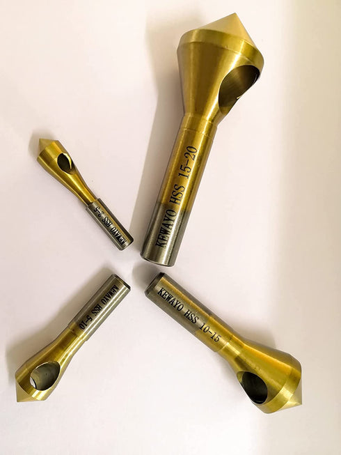 KEWAYO 4pcs Titanium Coated Countersink Chamfer Tool Deburring Tool Set Metal Wood Drill Bits Zhongbo Business...