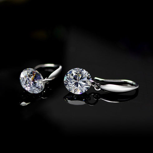 925 Sterling Silver Earings Dangle Shiny Cubic Zirconia Studs Hypoallergenic for Women | Earrings for Women Trendy | Dangling Earrings for Women |...