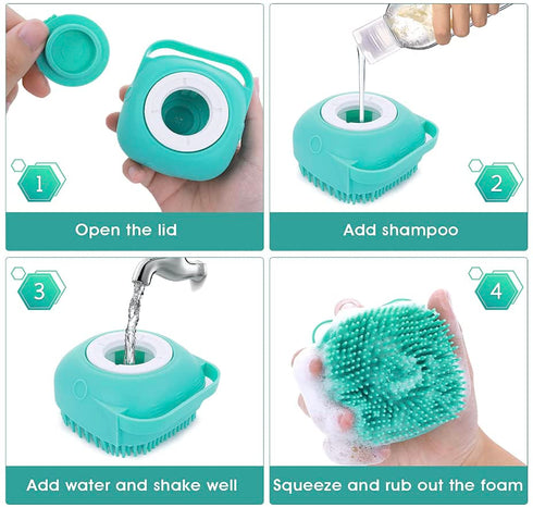 Pet Bath Massage Brush Puppy Dog Cat Grooming Cleaning Soft (Blue)...