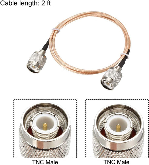 uxcell RG316 RF Coaxial Cable TNC Male to TNC Male Pigtail Cable 2-feet...